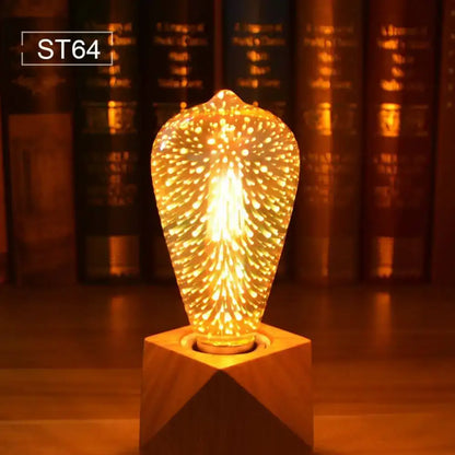 Iridescent geometric 3d fireworks led bulb bedroom star night light