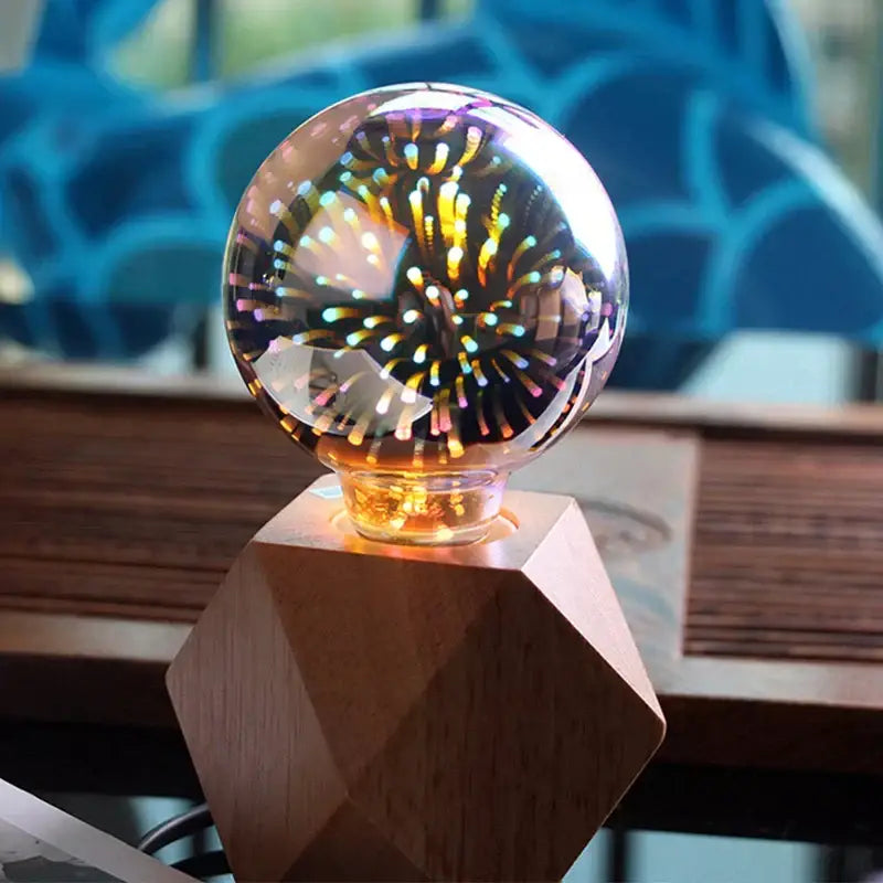 Iridescent geometric 3d fireworks led bulb bedroom star night light