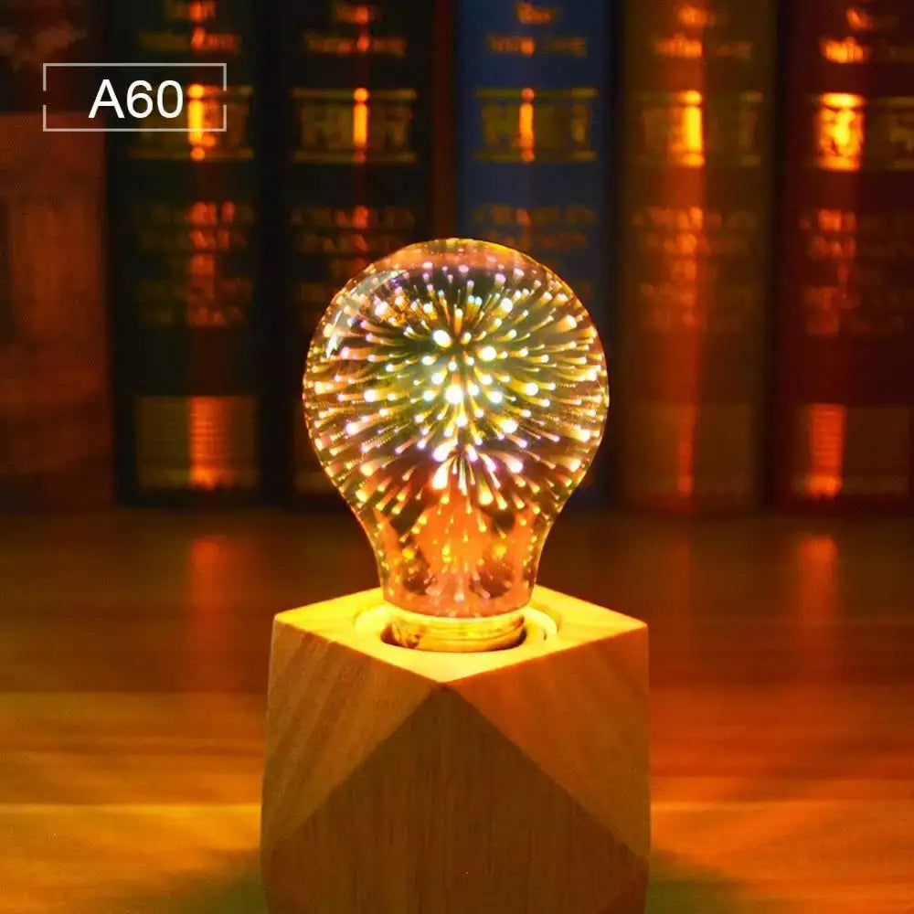 Iridescent geometric 3d fireworks led bulb bedroom star night light