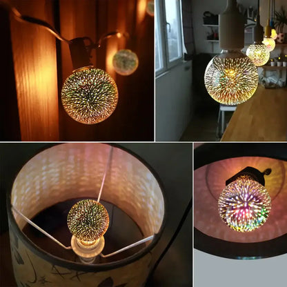 Iridescent geometric 3d fireworks led bulb bedroom star night light
