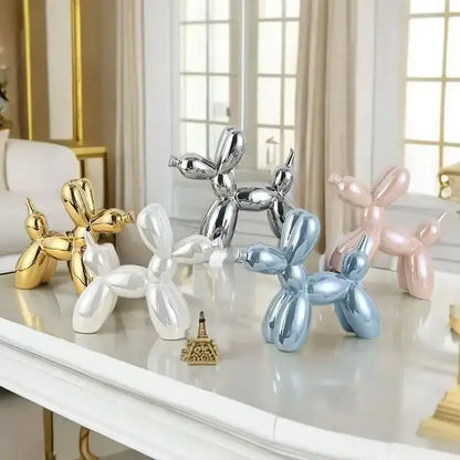 Iridescent glossy balloon dog ceramic sculpture living room decor