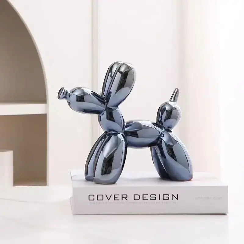 Iridescent glossy balloon dog ceramic sculpture living room decor