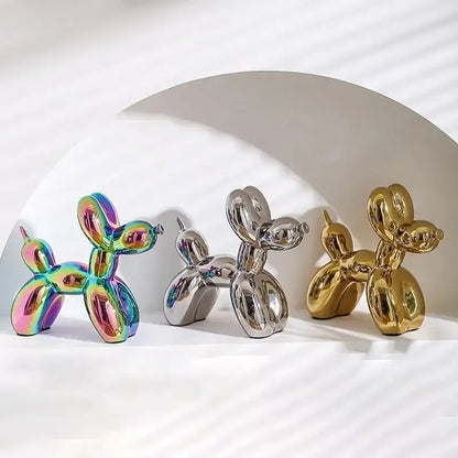 Iridescent glossy balloon dog ceramic sculpture living room decor