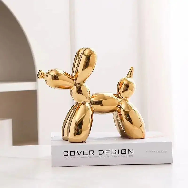 Iridescent glossy balloon dog ceramic sculpture living room decor