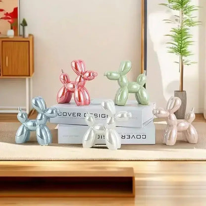 Iridescent glossy balloon dog ceramic sculpture living room decor