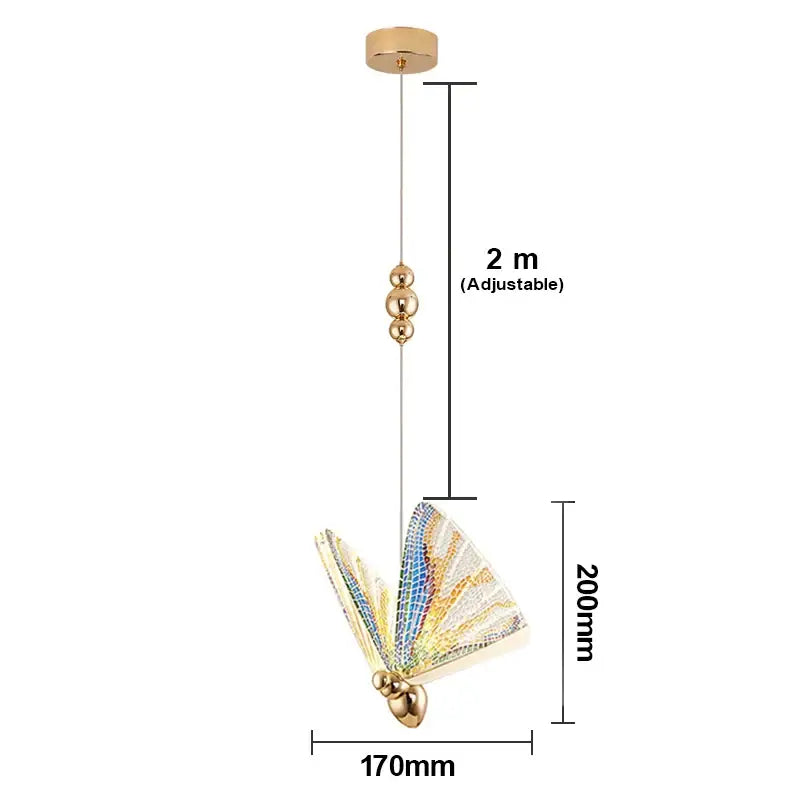 Iridescent gold butterfly pendant light for bedroom living room