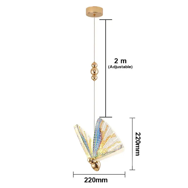 Iridescent gold butterfly pendant light for bedroom living room
