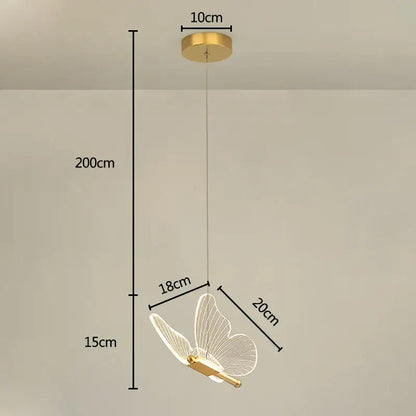 Iridescent gold butterfly pendant light for bedroom living room