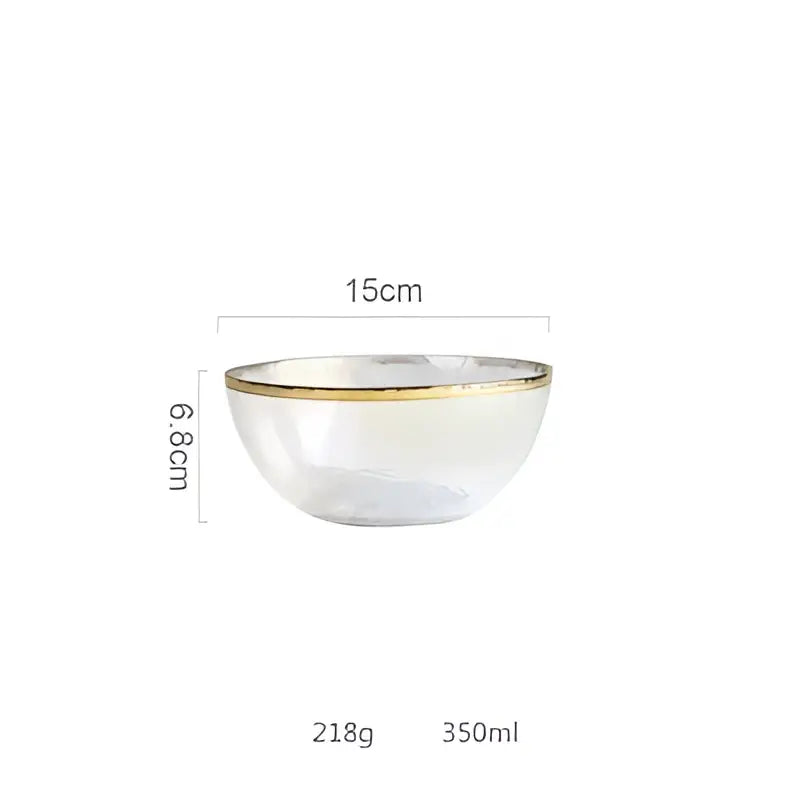 Iridescent gold rim glass salad bowl dining room tableware