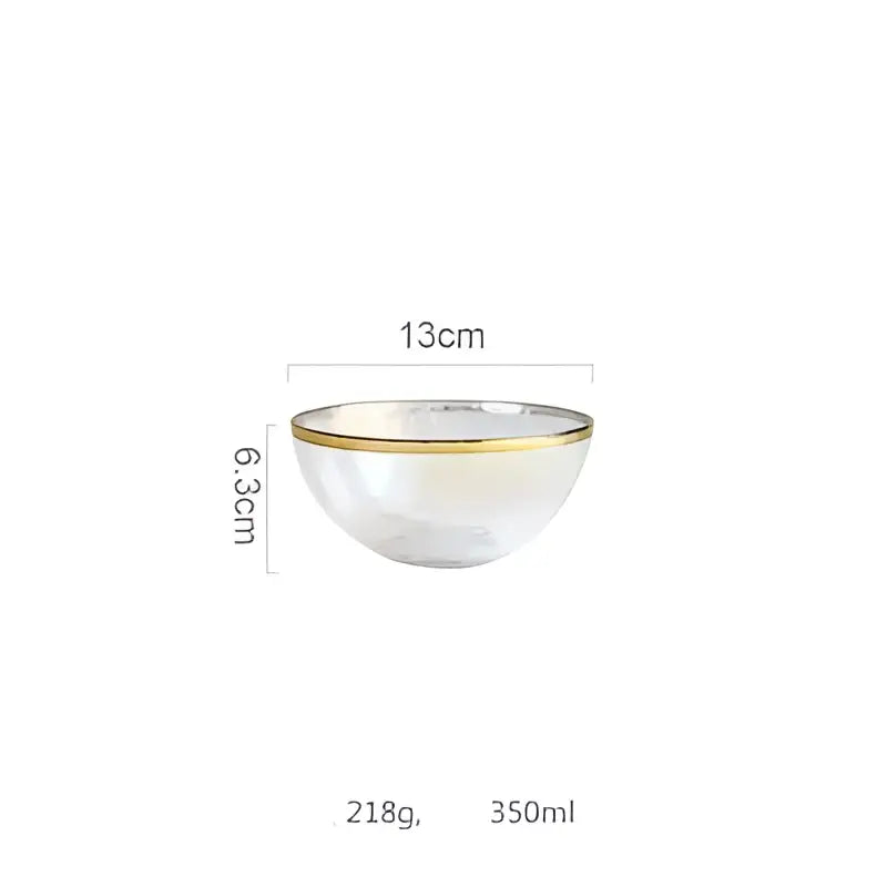 Iridescent gold rim glass salad bowl dining room tableware