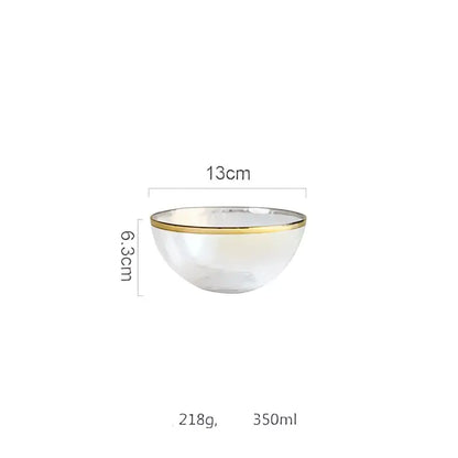 Iridescent gold rim glass salad bowl dining room tableware