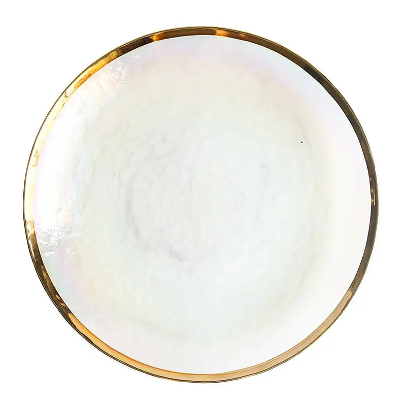 Iridescent gold rim glass salad bowl dining room tableware