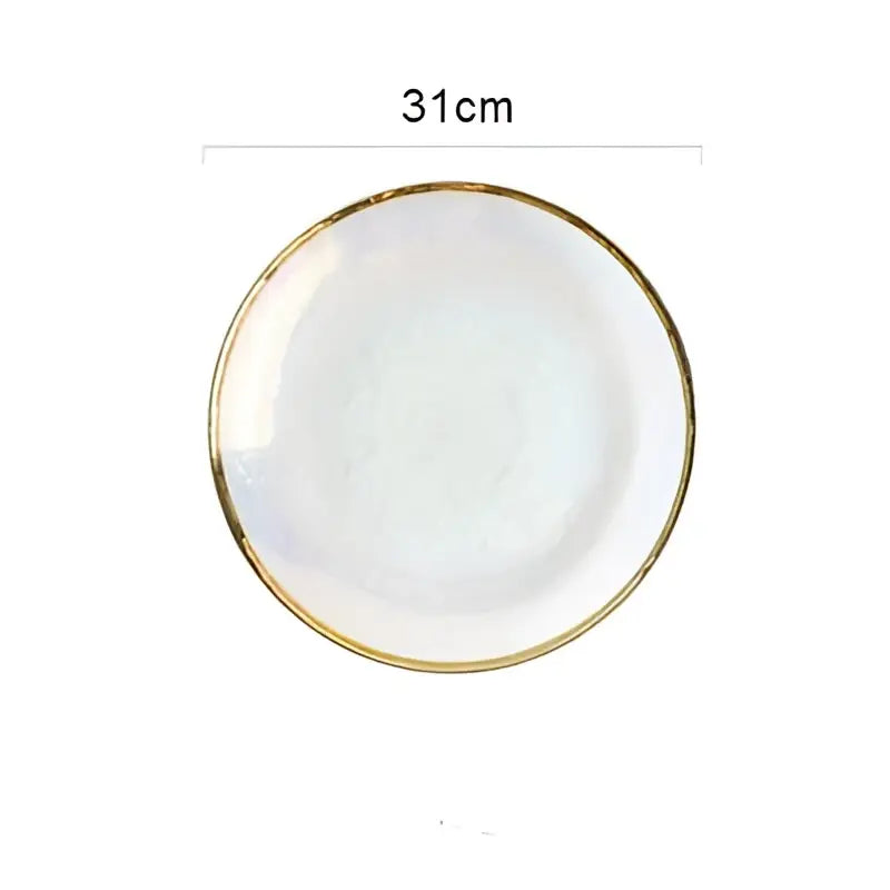 Iridescent gold rim glass salad bowl dining room tableware