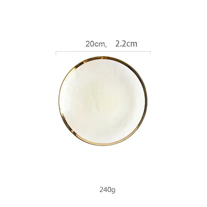 Iridescent gold rim glass salad bowl dining room tableware