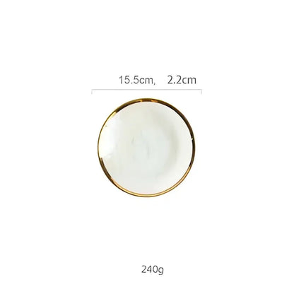 Iridescent gold rim glass salad bowl dining room tableware