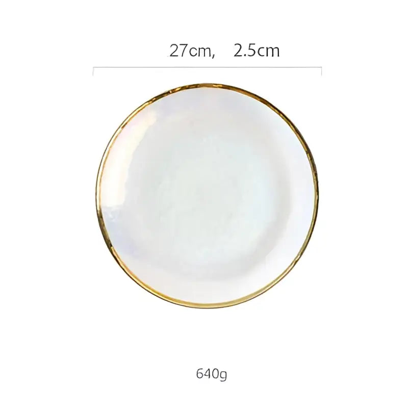 Iridescent gold rim glass salad bowl dining room tableware