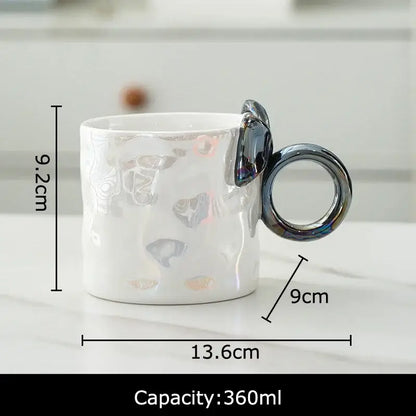 Iridescent heart bowknot glazed coffee mug dining room tea cup