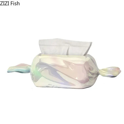 Iridescent whale ceramic tissue box holder living room decor