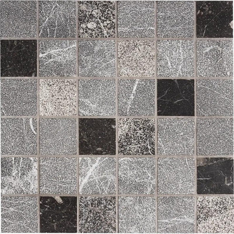 Noir Elegance Textured 2x2 Marble Mosaics 12x12