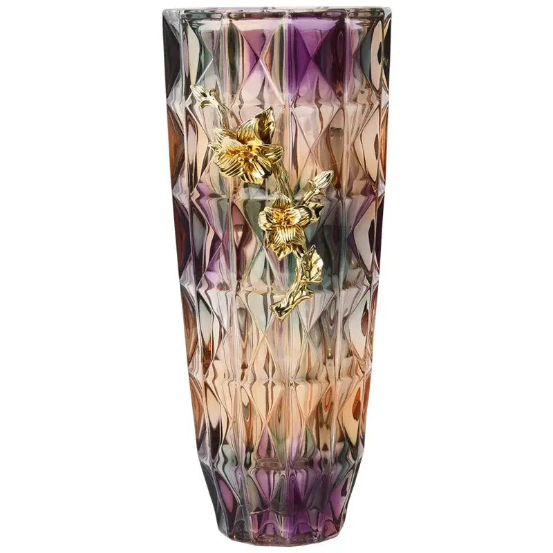Iris crystal glass gold leaf dessert bowl dining room ornate feet