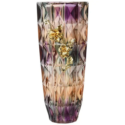 Iris crystal glass gold leaf dessert bowl dining room ornate feet