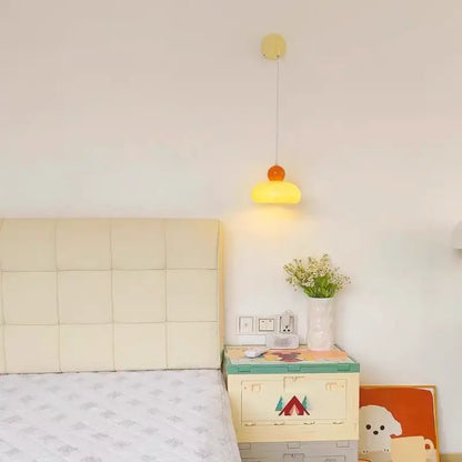 Iron nordic led wall light cream & pink bedroom lamp with pull chain