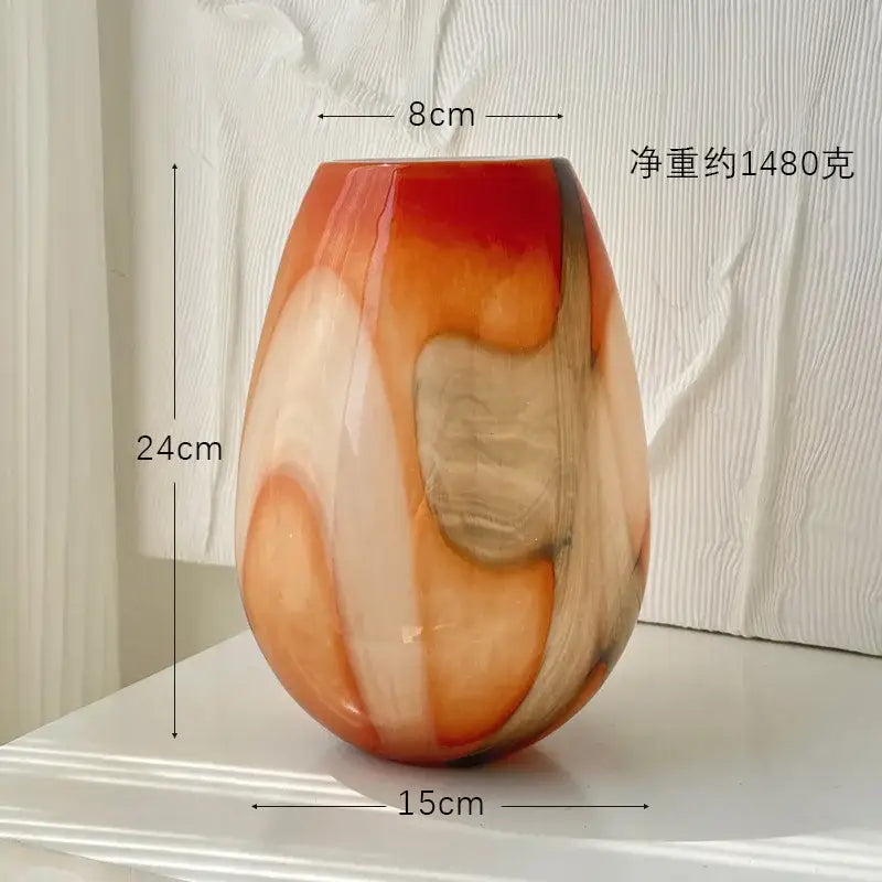 Irregular geometric graffiti pink & blue glass vase living room decor