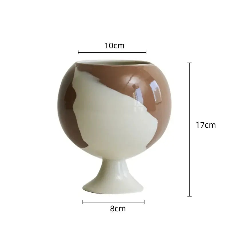 Irregular grain black & white spherical vase living room decor