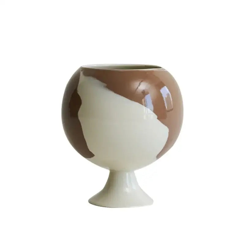 Irregular grain black & white spherical vase living room decor