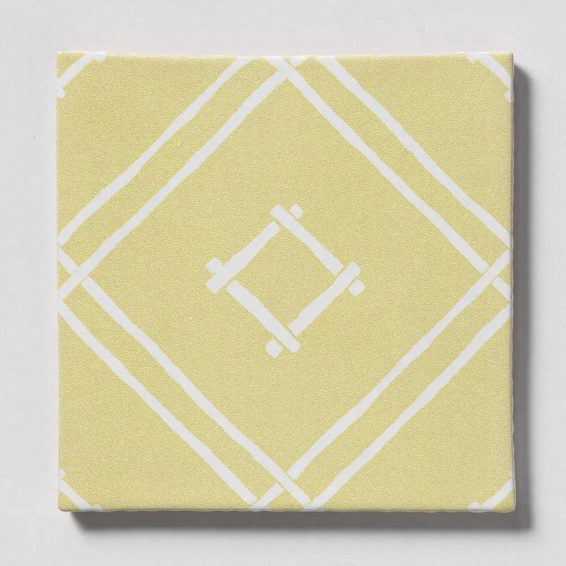 Island House Lemon, Royal White Glossy Chez Bamboo Glazed Terracotta Tiles 6x6