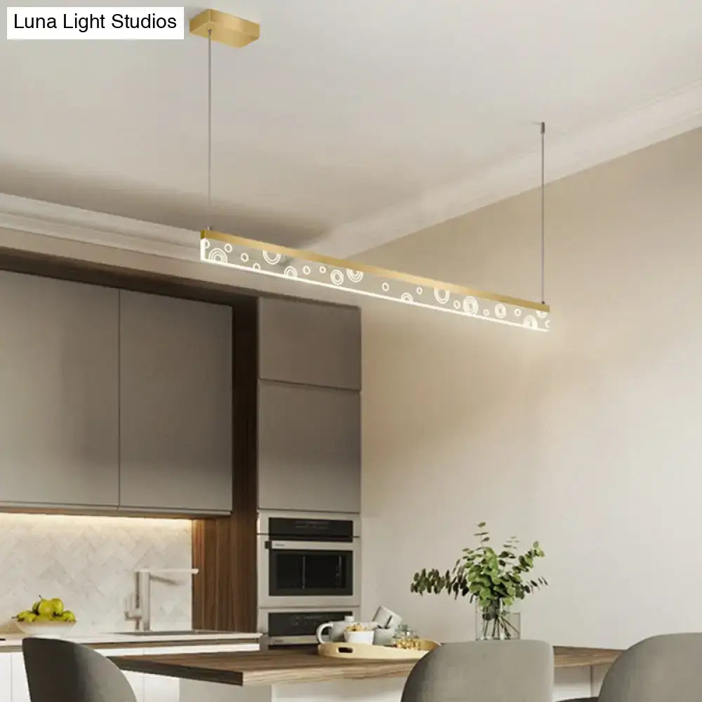 Modern gold linear island lamp led light fixture for kitchen dining room