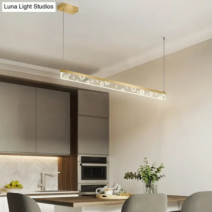 Modern gold linear island lamp led light fixture for kitchen dining room