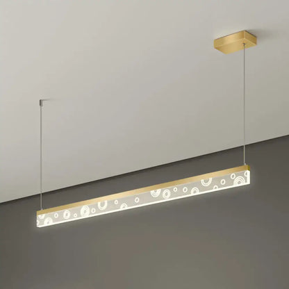 Modern gold linear island lamp led light fixture for kitchen dining room