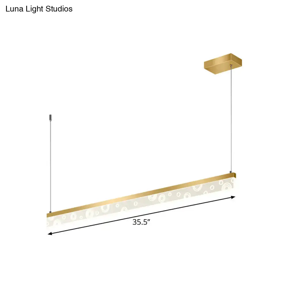 Modern gold linear island lamp led light fixture for kitchen dining room