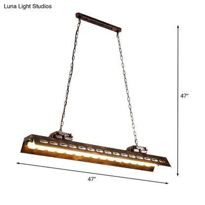Industrial antiqued iron island lighting fixture kitchen metal frame