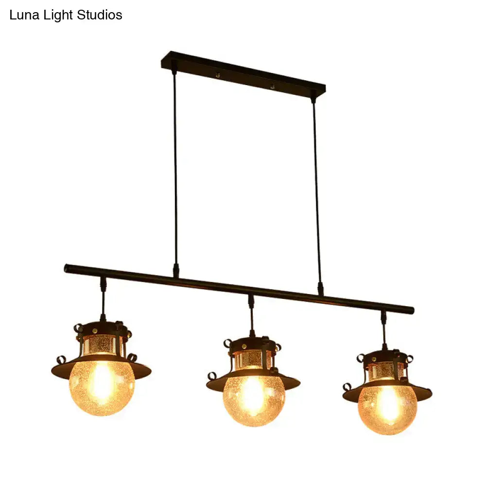 Industrial black metal island pendant light kitchen amber globes