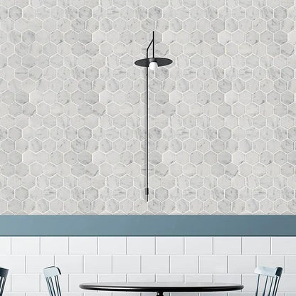 White Carrara Honed Hexagon Marble Mosaics 12x12