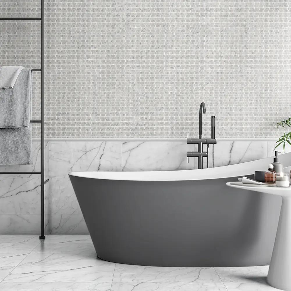 White Carrara Honed Marble Tiles 12x24