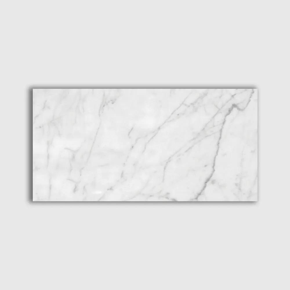 White Carrara Honed Marble Tiles 12x24