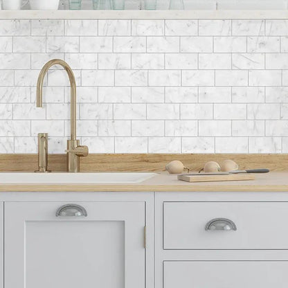 White Carrara Honed Marble Tiles 2 3/4x5 1/2