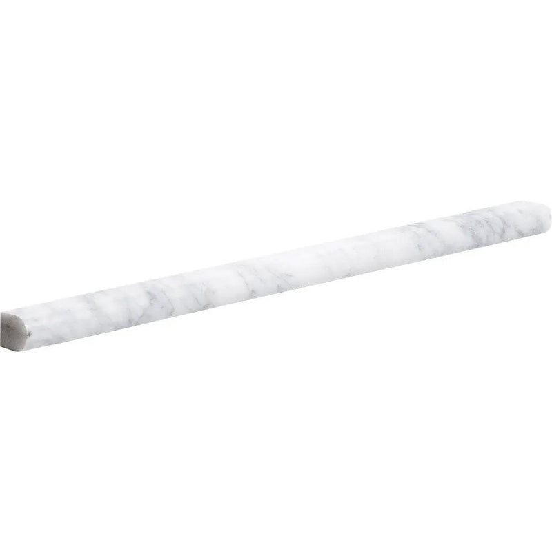 White Carrara Honed Pencil Liner Marble Moldings 1/2x12