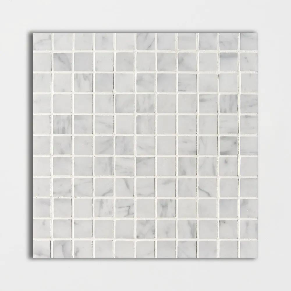 White Carrara Polished 1x1 Marble Mosaics 12x12
