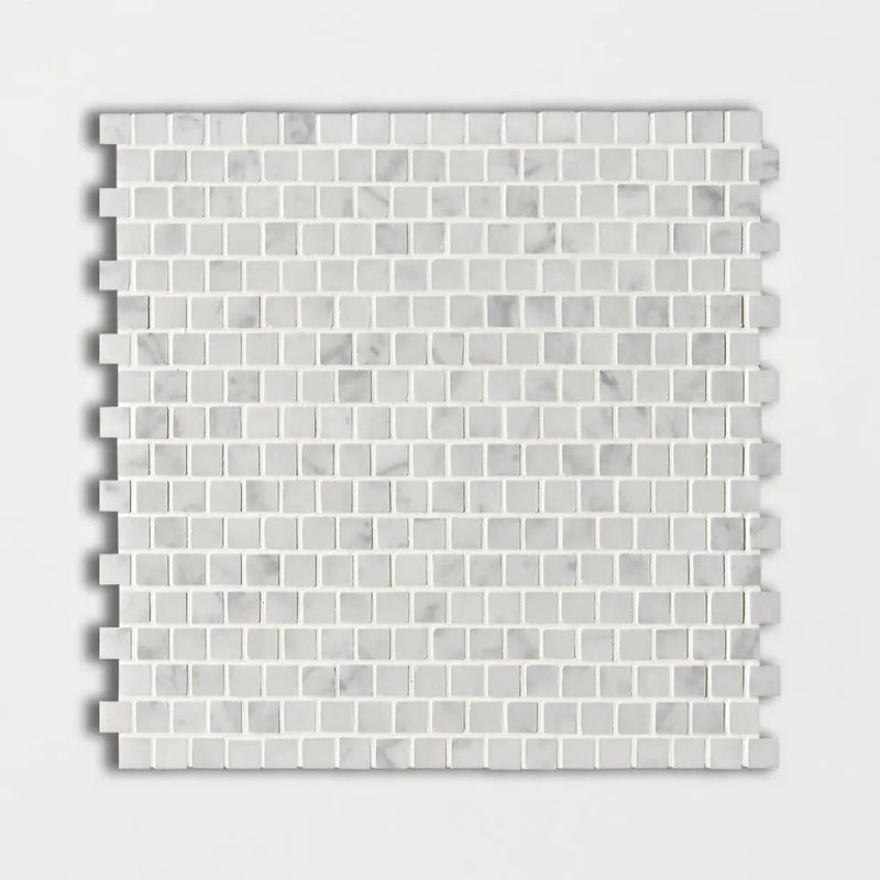 White Carrara Polished 5/8x5/8 Marble Mosaics 12x12
