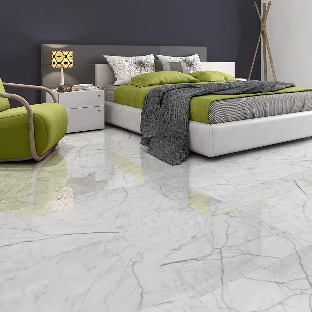 White Carrara Select Polished Marble Tiles 24x24