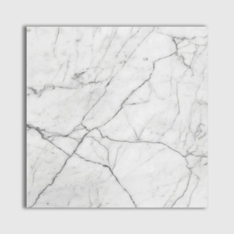 White Carrara Select Polished Marble Tiles 24x24