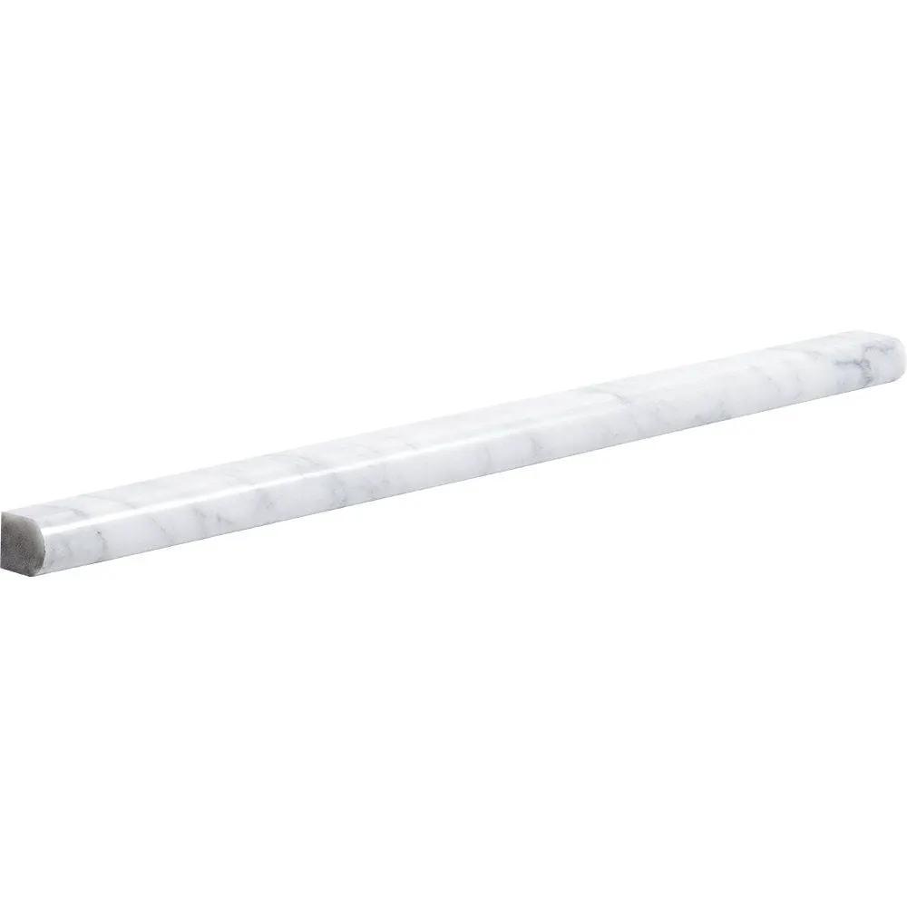 White Carrara Polished Pencil Liner Marble Moldings 1/2x12