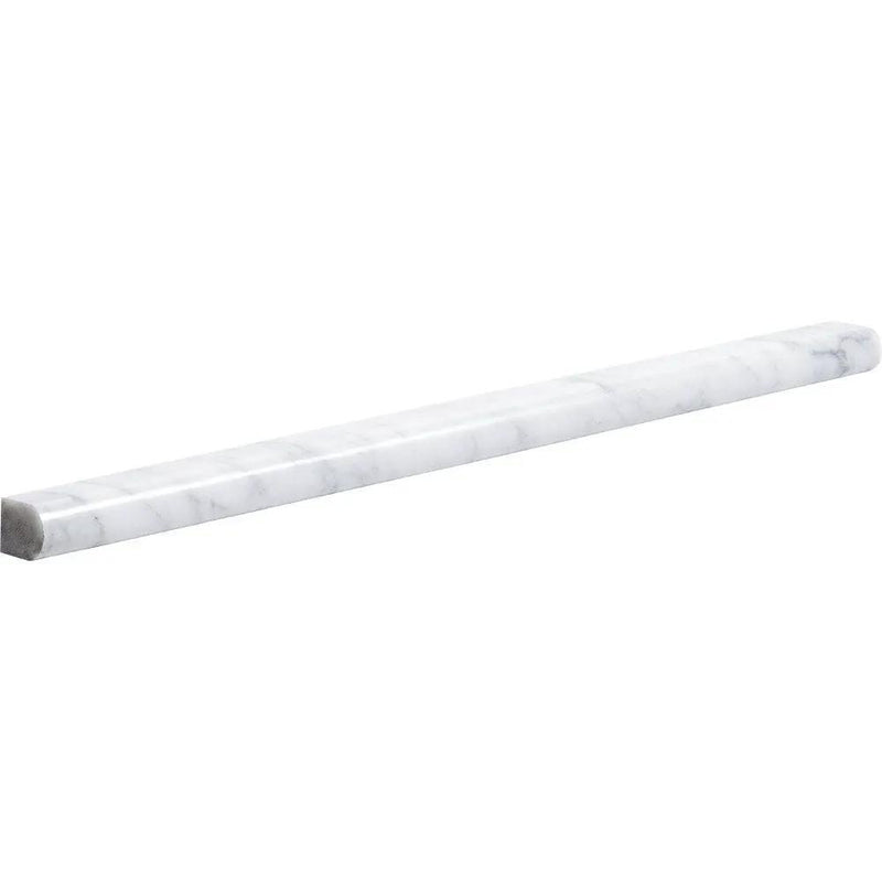White Carrara Polished Pencil Liner Marble Moldings 1/2x12