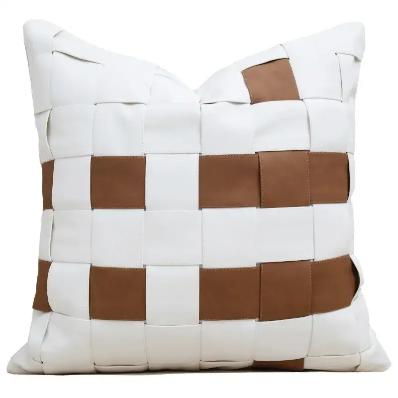 Italian light luxury brown & white cushion cover living room decor