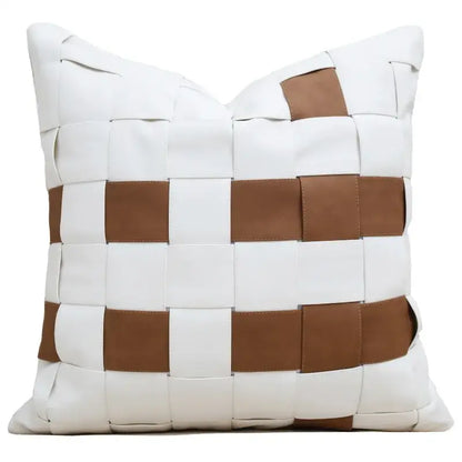 Italian light luxury brown & white cushion cover living room decor