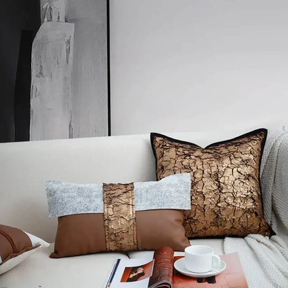 Italian light luxury brown & white cushion cover living room decor